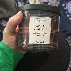 Mainstays Apple Pumpkin Scented Candle with Plaid Design